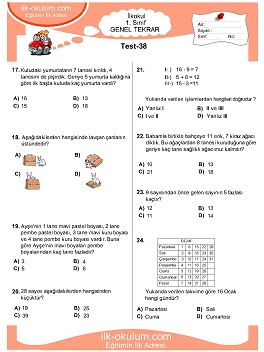 ilkokul 1. Sınıf Genel Tekrar Testleri 